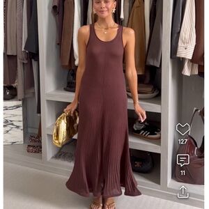 NWOT H&M SILK-BLEND MAXI DRESS-  M Chocolate Brown Premium Selection